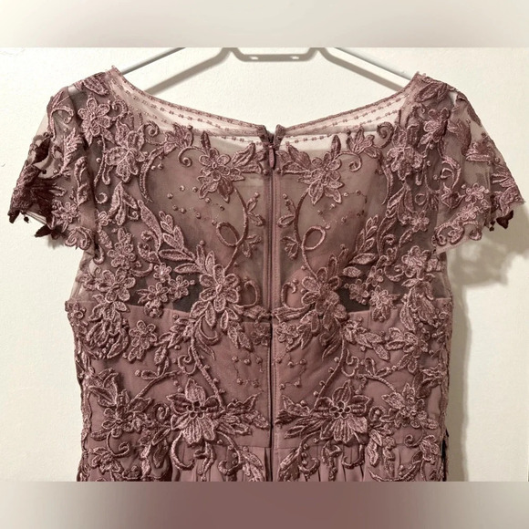 Azazie Lunda Vintage Mauve A-line Lace Chiffon Dress Size 10 - Picture 6 of 8